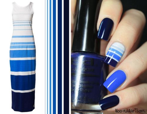 nail art stylight robe gradient bleu lignes