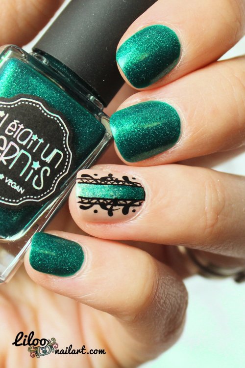 liloo nail art nail polish teal gradient stamping